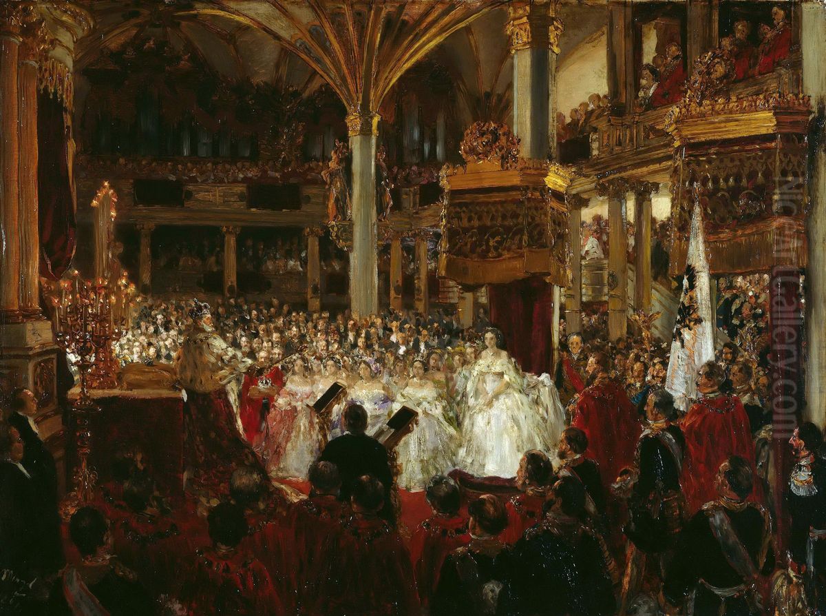 The Coronation of William I at Konigsberg in 1861 Oil Painting by Adolph von Menzel