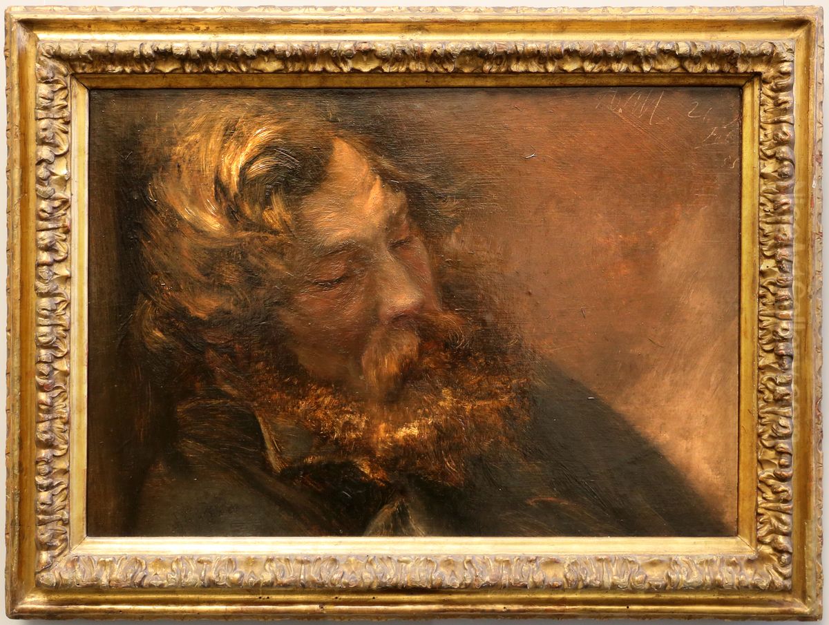 Schlafender Mann Oil Painting by Adolph von Menzel