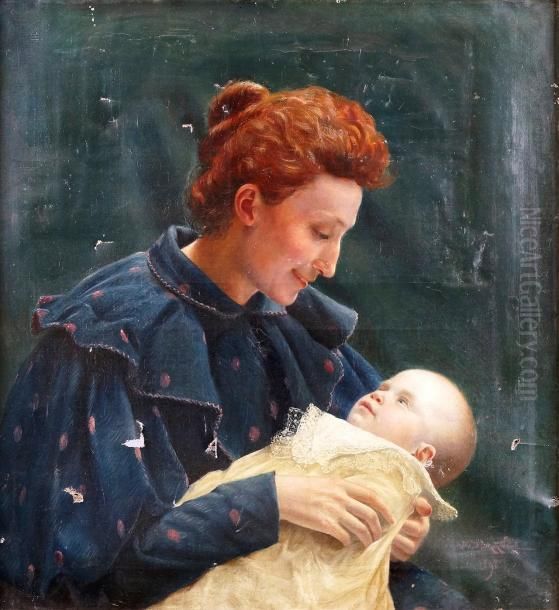 Maternity Oil Painting by Adolphe Demange