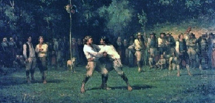 Jour de fete en Cornouaille Oil Painting by Adolphe Pierre Leleux