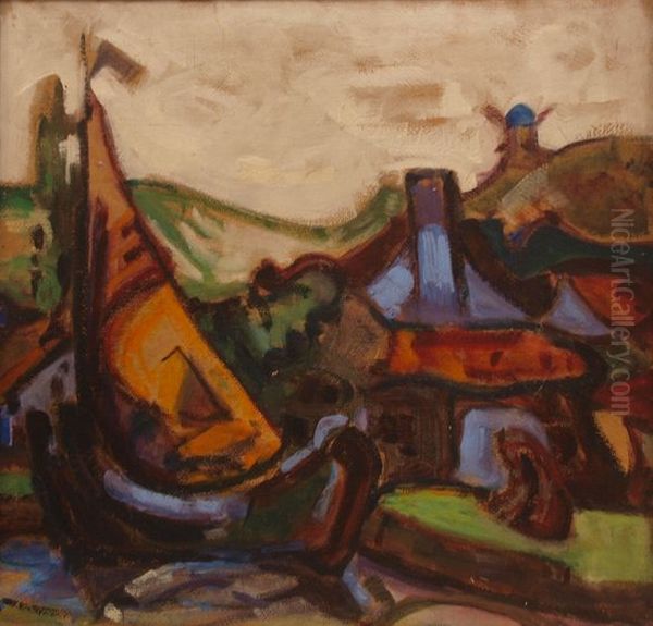 Segelboot Oil Painting by Adolf Holzel