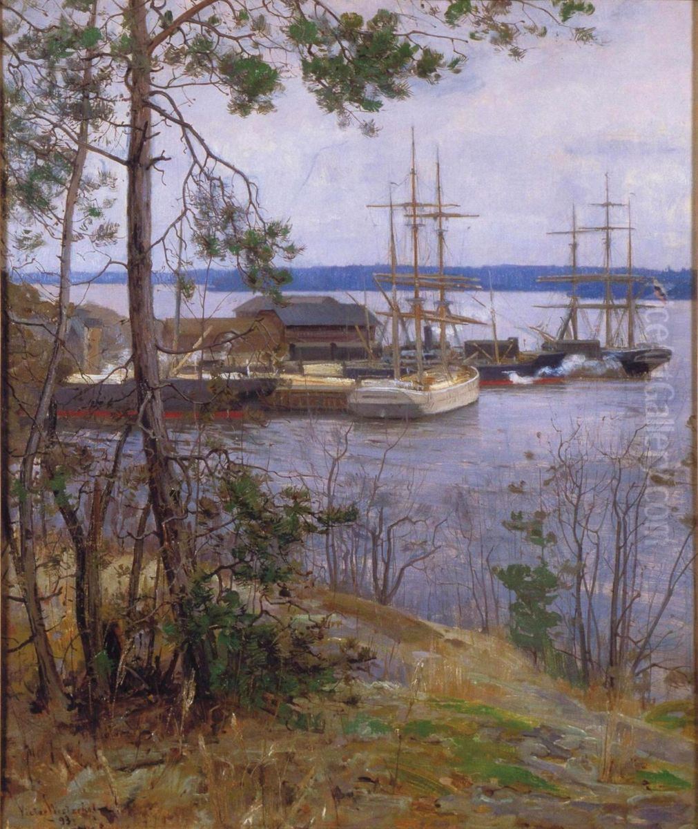 Sornainen Harbour Oil Painting by Victor Westerholm