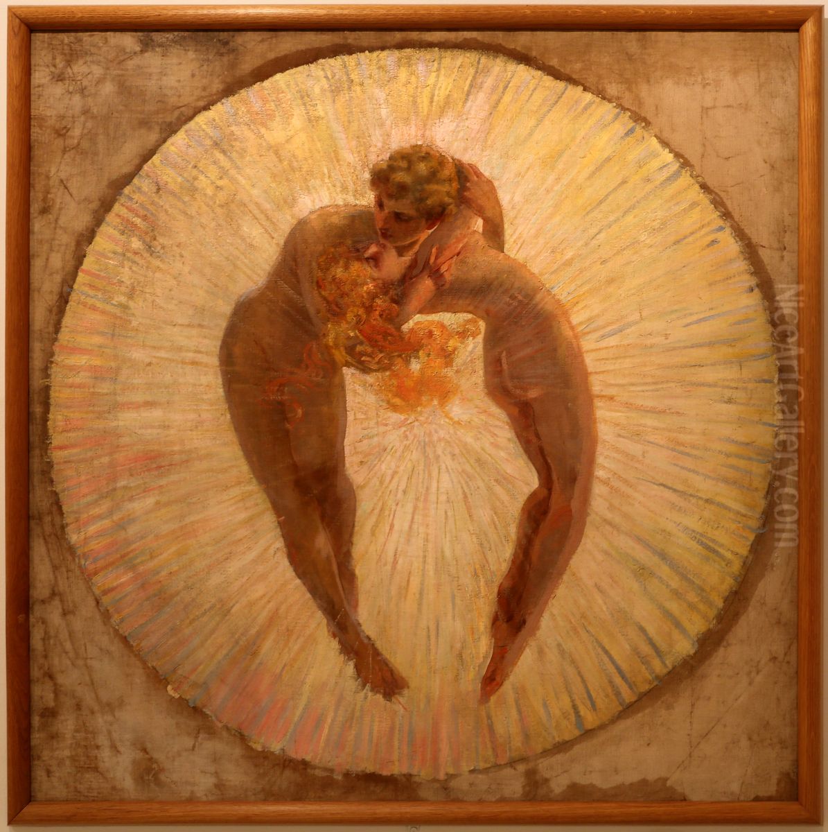 Amor and Psyche Oil Painting by Adolfo De Carolis