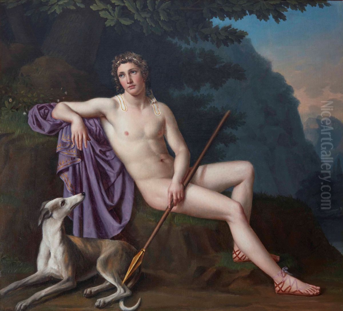 Adonis with a greyhound Oil Painting by Sophie Fremiet