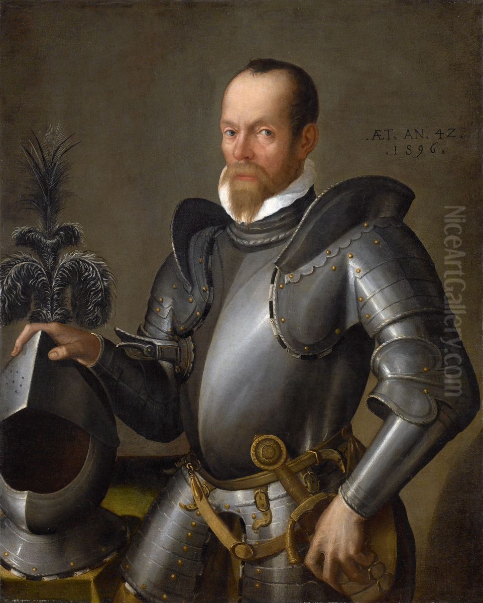 Portrait of a Man in Armour. Oil Painting by Pier Maria Bagnadore