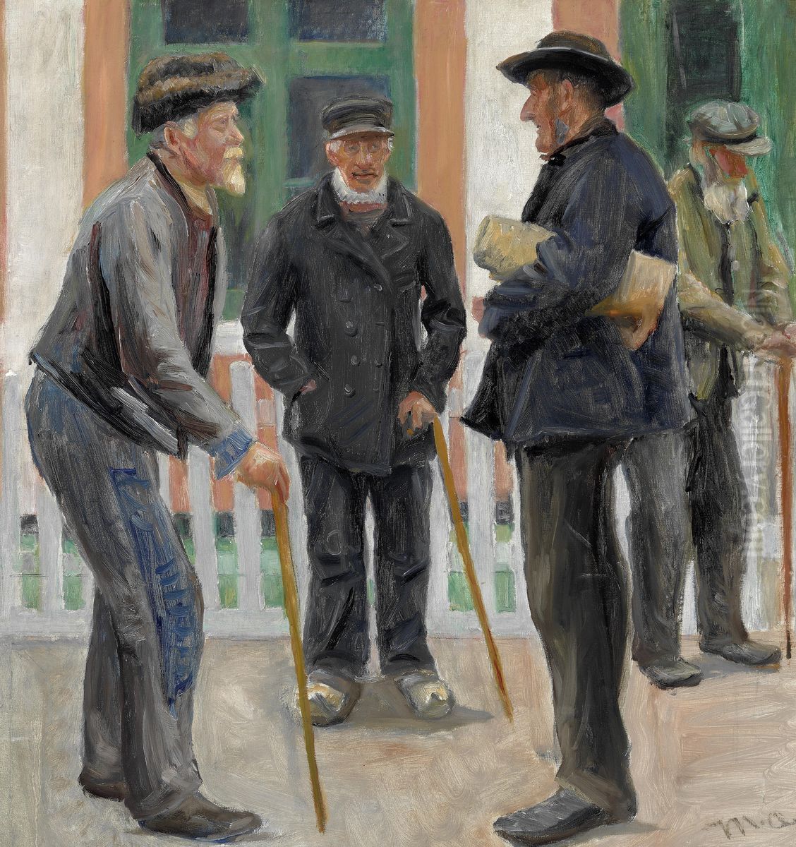 Gamle maend i samtale. Studie. Oil Painting by Michael Peter Ancher