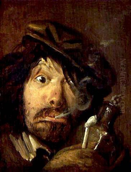 Smoker Oil Painting by Adriaen Brouwer