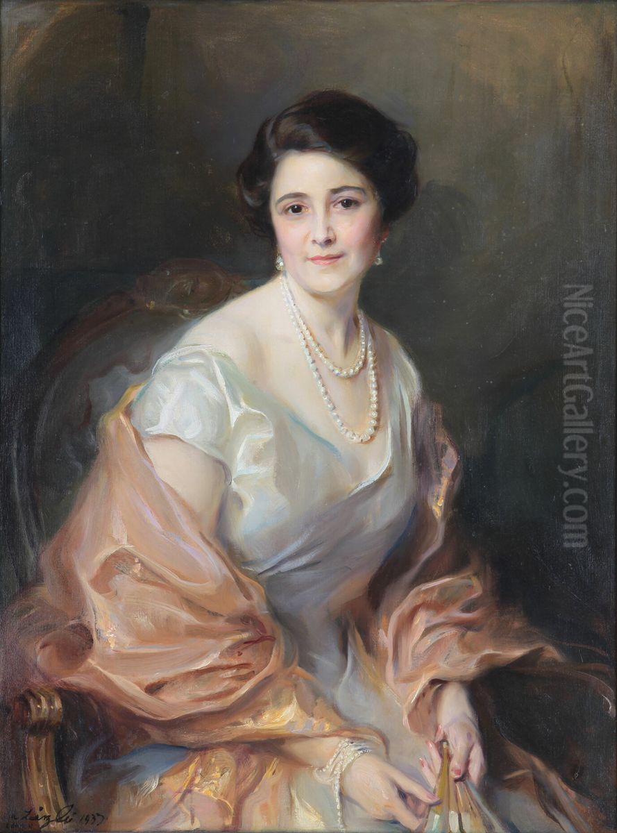 Portrait of Elizabeth Gottschalk de Hirsch Oil Painting by Philip de Laszlo
