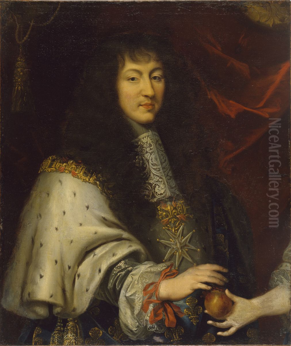 Half-length Portrait of Louis XIV (1638-1715) Oil Painting by Pierre Mignard I