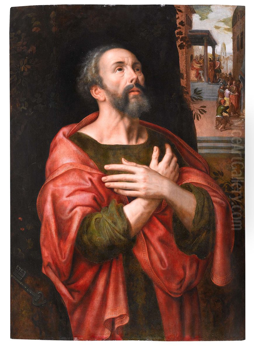 St. Peter Penitent Oil Painting by Adriaen Thomasz. Key