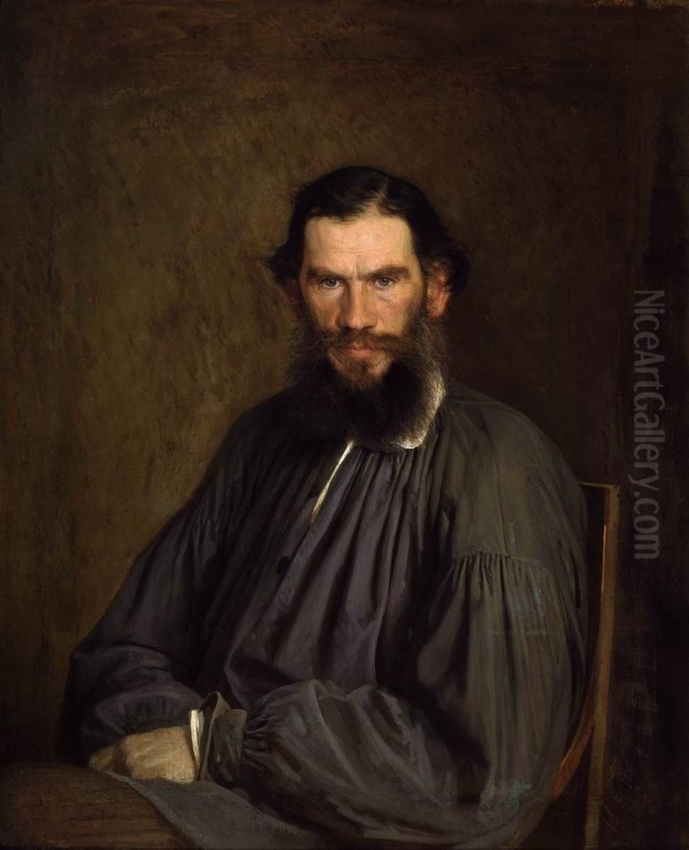 Portrait de Leon Tolstoi Oil Painting by Ivan Kramskoi