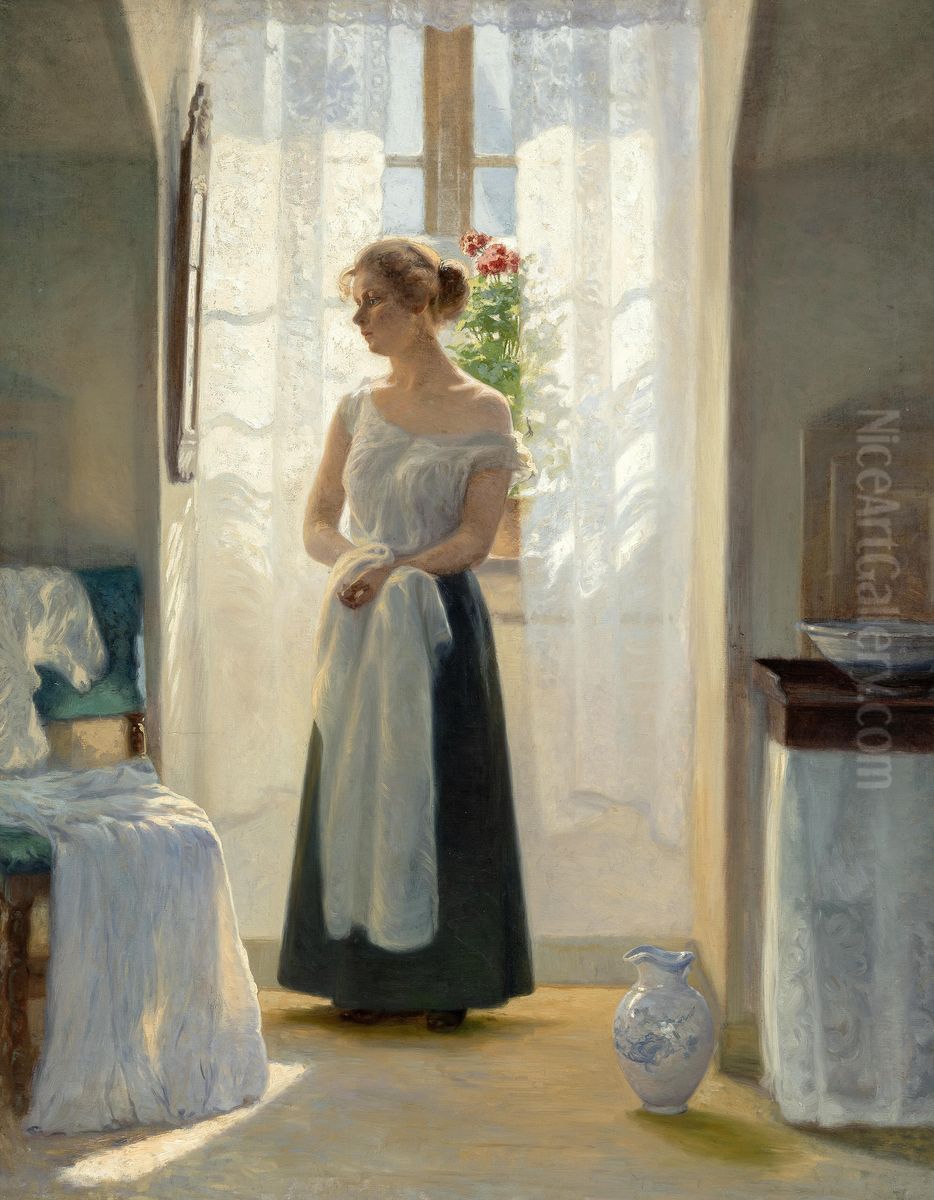 Morning toilette. Oil Painting by Cilius Andersen