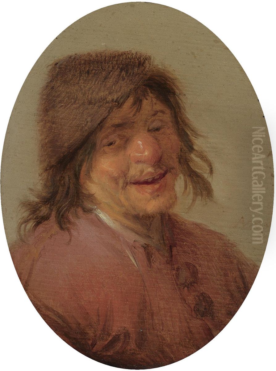 Kop van een lachende boer Oil Painting by Adriaen van Ostade