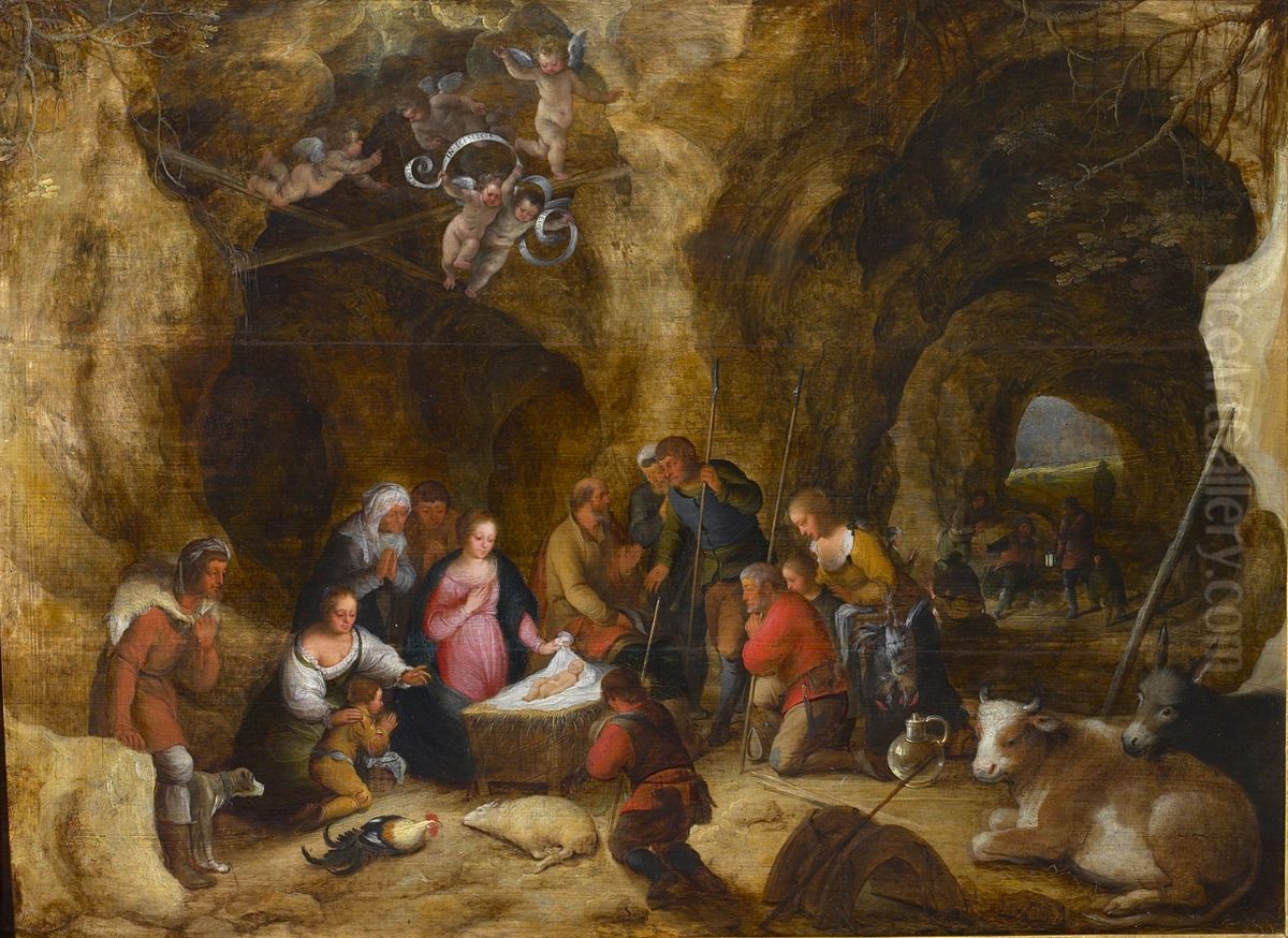 Adoration of the shepherds Oil Painting by Adriaen Van Stalbemt