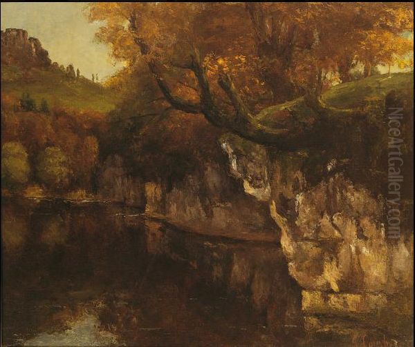La Loue a la Scey-en-Varais Oil Painting by Gustave Courbet