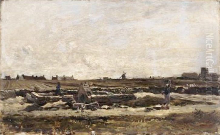 Kerity la fontaine Oil Painting by Charles-Francois Daubigny