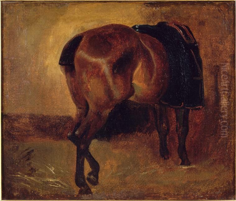 Etude de cheval bai Oil Painting by Theodore Gericault