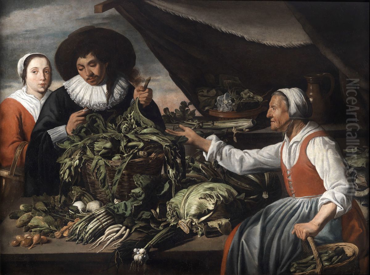 Alte Gemuseverkauferin Oil Painting by Adriaen van Utrechtand workshop