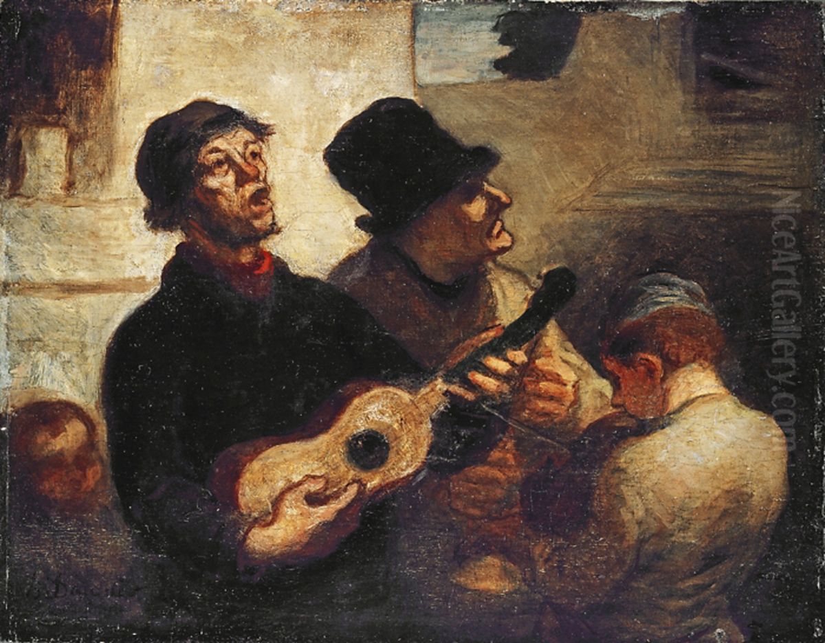 Les Chanteurs de rue Oil Painting by Honore Daumier