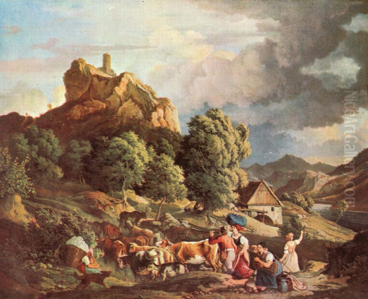 Der Schreckenstein bei Aussig Oil Painting by Ludwig Richter