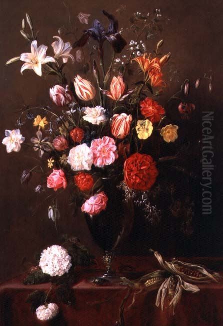 Flower vase Oil Painting by Adriaen van Utrecht