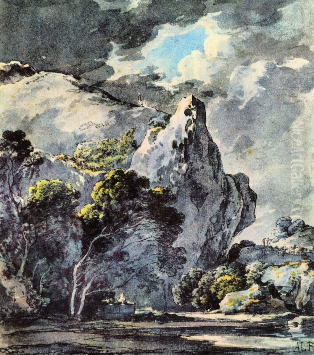 Felsenlandschaft Oil Painting by Ludwig Richter