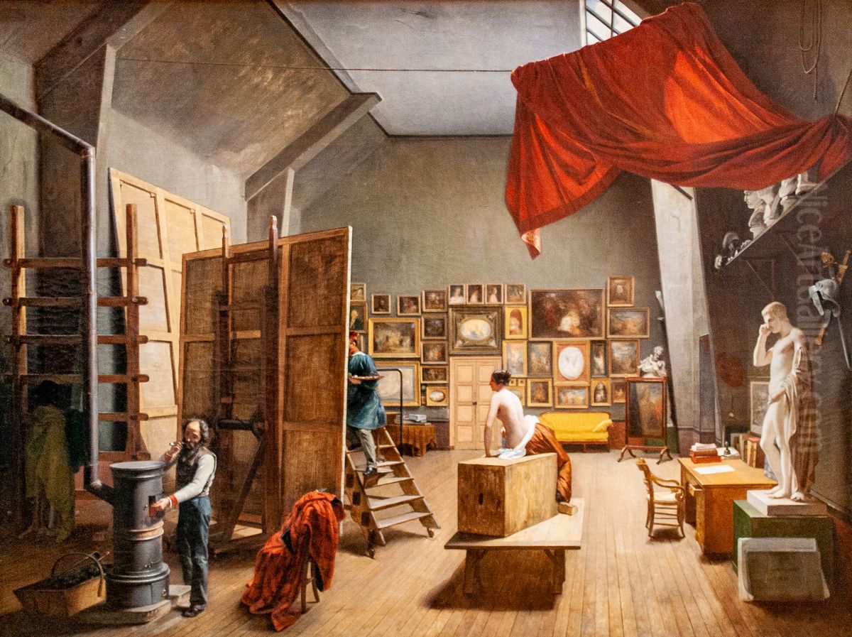 Abel de Pujol's studio Oil Painting by Adrienne Marie Louise Grandpierre-Deverzy