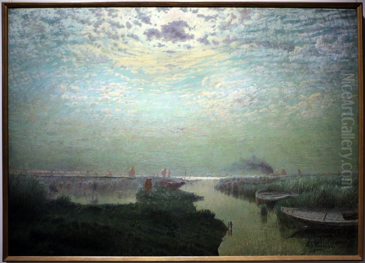 cielo lunare Oil Painting by Adriaan Jozef Heymans