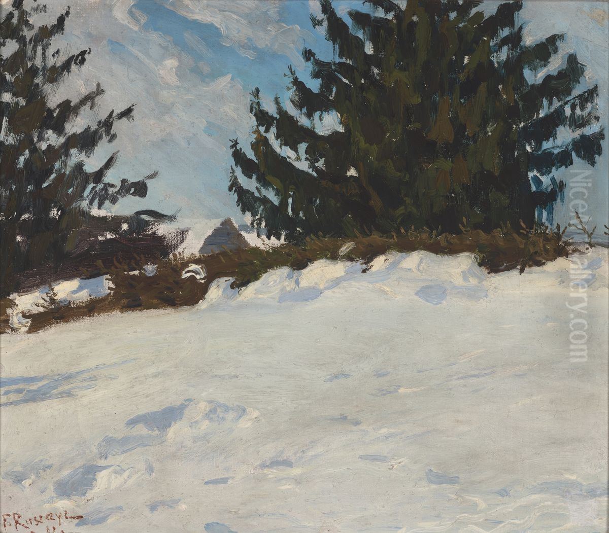 Krajobraz zimowy Oil Painting by Ferdynand Ruszczyc