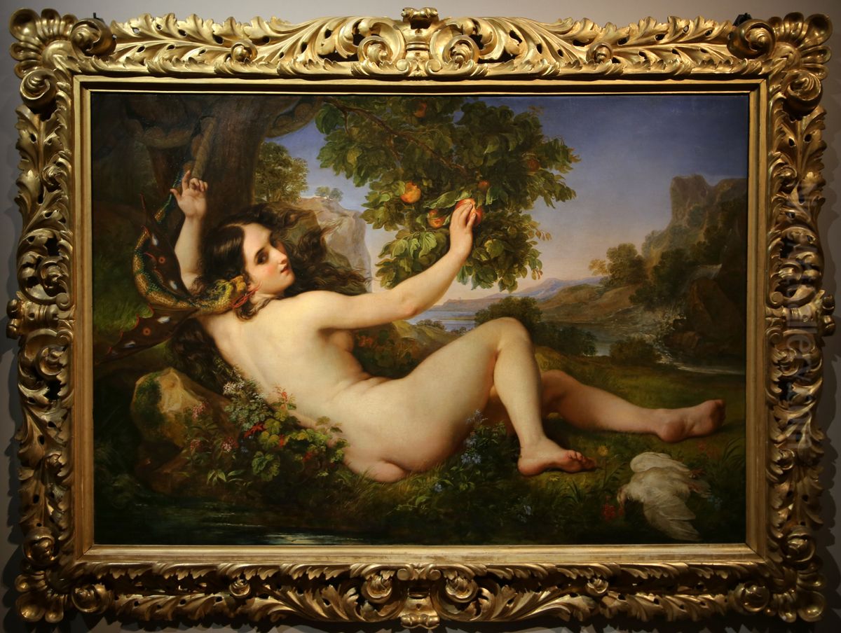 eva tentata dal serpente Oil Painting by Giuseppe Bezzuoli
