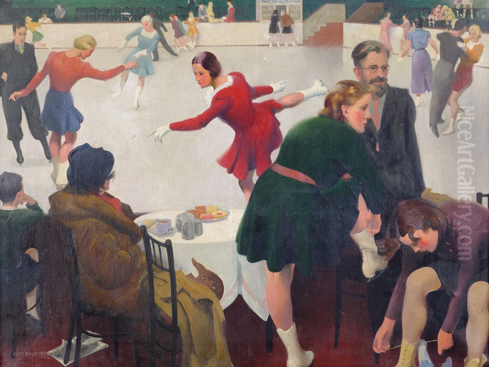 Afternoon at the Ice Rink Oil Painting by Percy Shakespeare