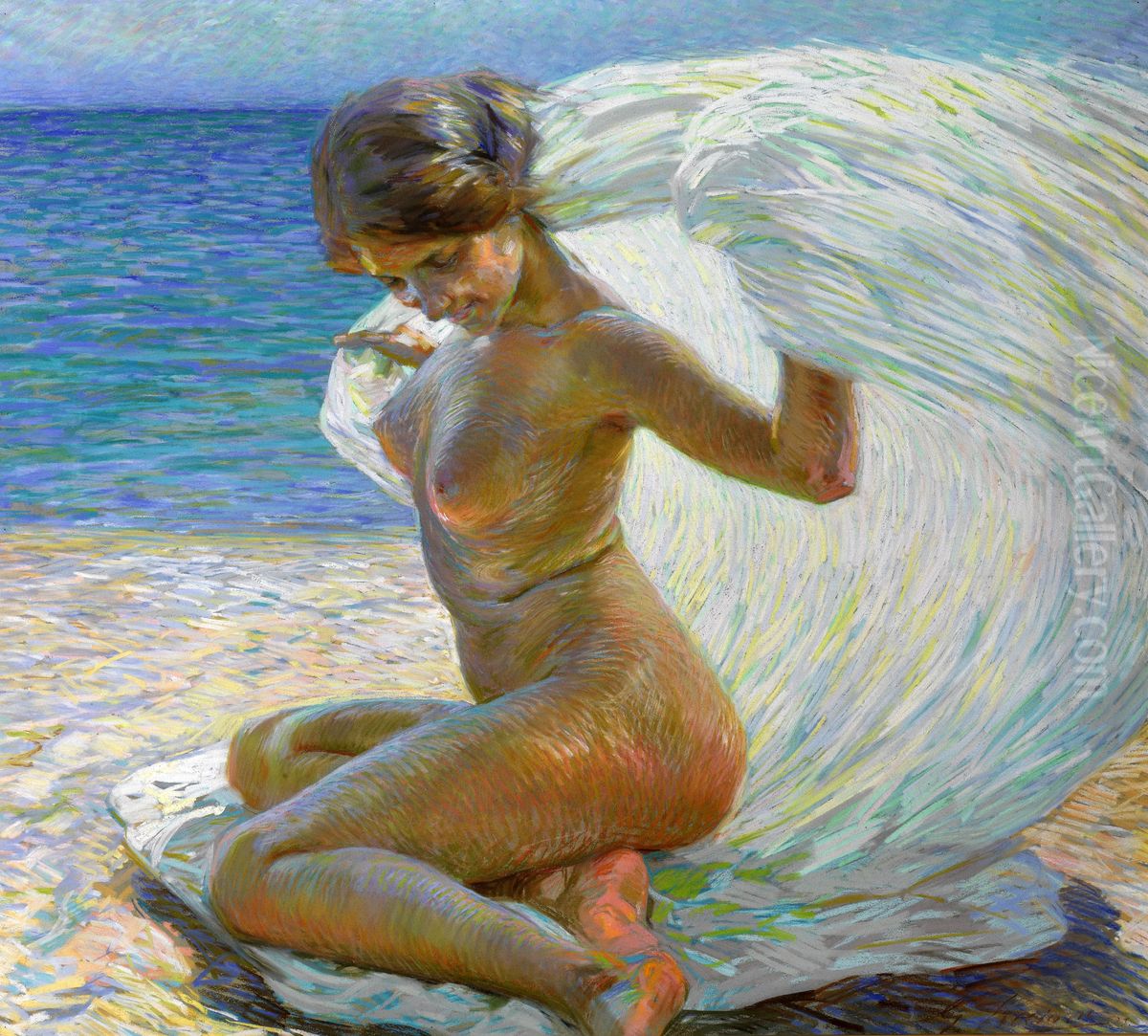 Dopo il bagno Oil Painting by Gino Piccioni