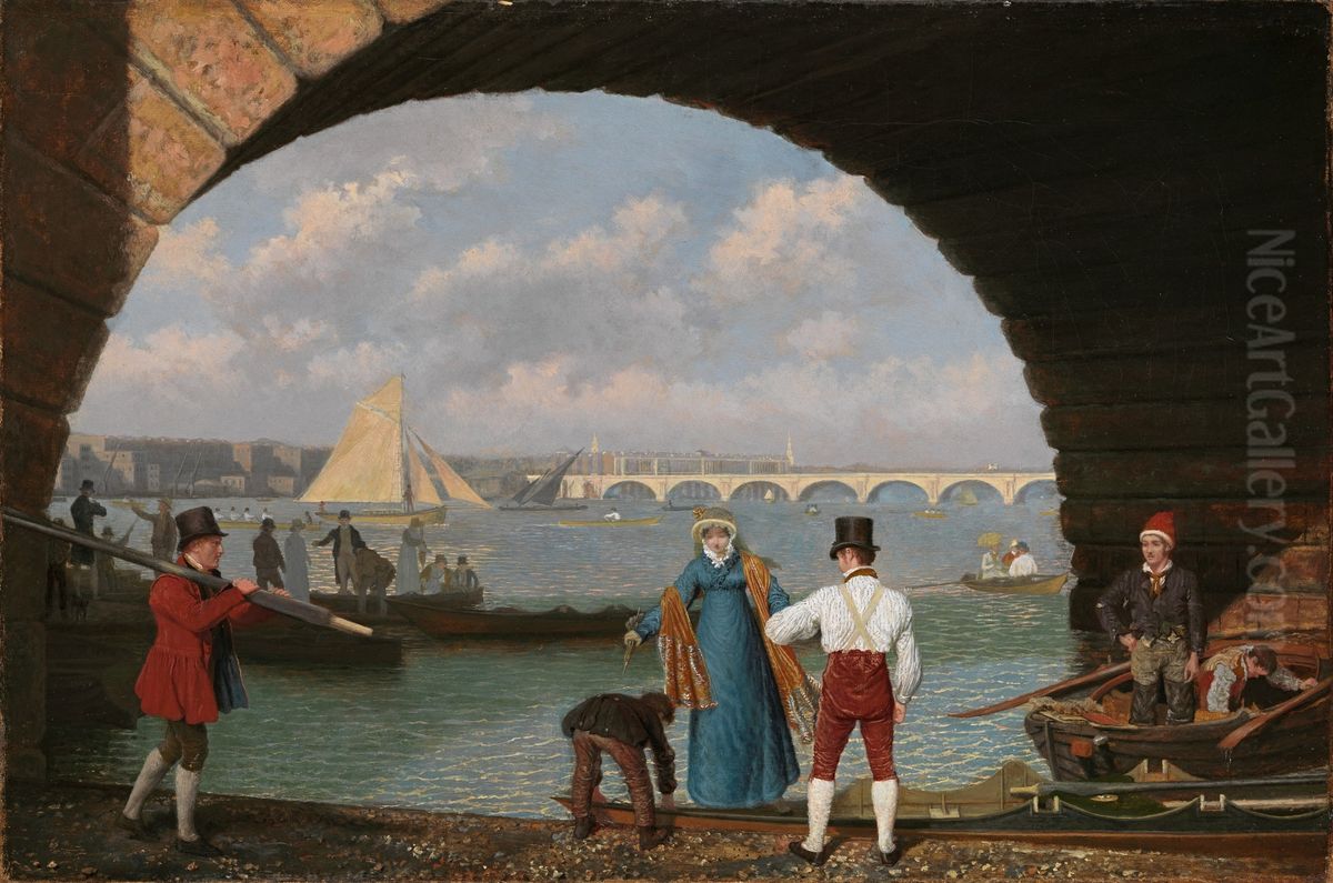 Landing at Westminster Bridge Oil Painting by Jacques-Laurent Agasse