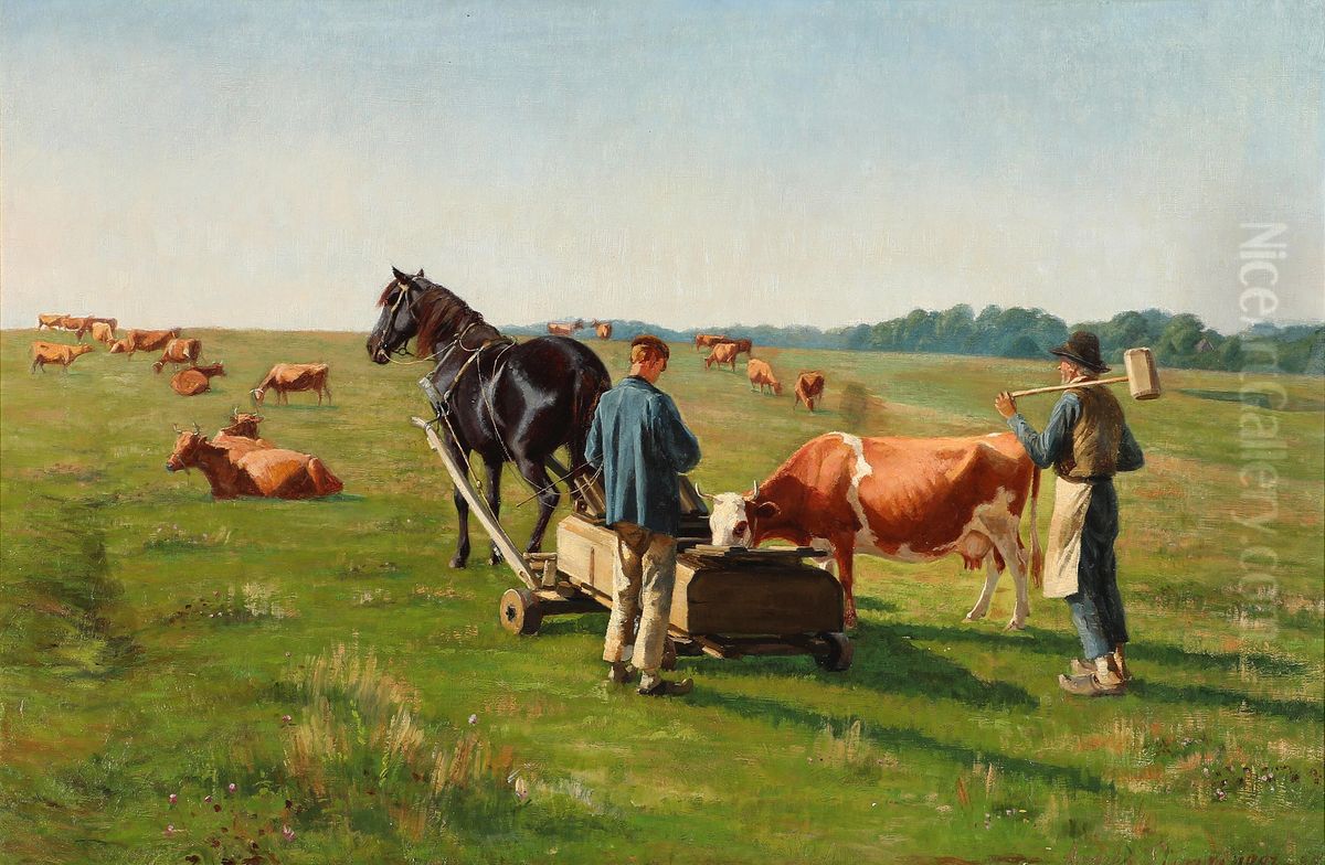 Ved Vandvognen. September-Eftermiddag Oil Painting by Agnes Cathinka Wilhelmine Lunn