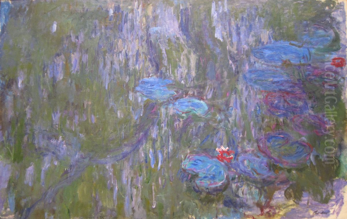 Water Lilies, Reflections of Weeping Willows Oil Painting by Claude Oscar Monet
