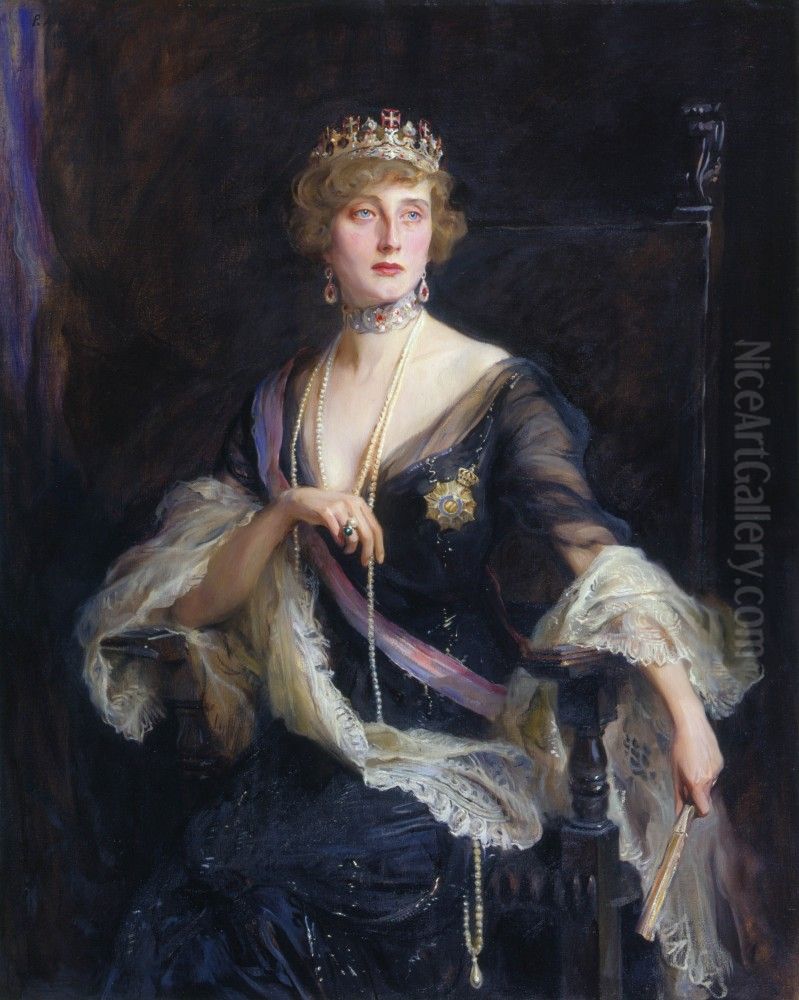 Auguste Victoria, Queen of Portugal, in exile Oil Painting by Philip de Laszlo