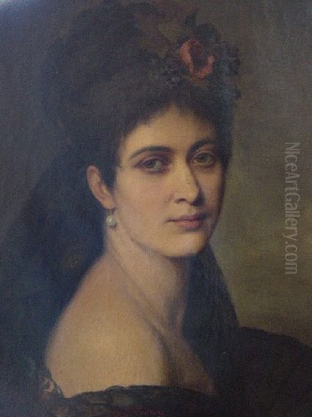 Portrait of Agnes zu Salm-Salm (1840-1912) Oil Painting by Unidentified painter