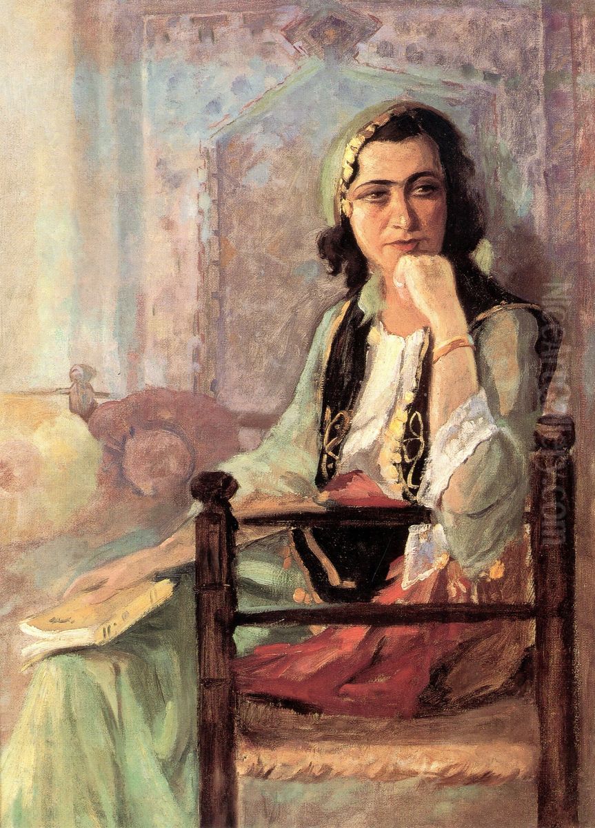 zayrt almuhtrf. Oil Painting by Moustafa Farroukh