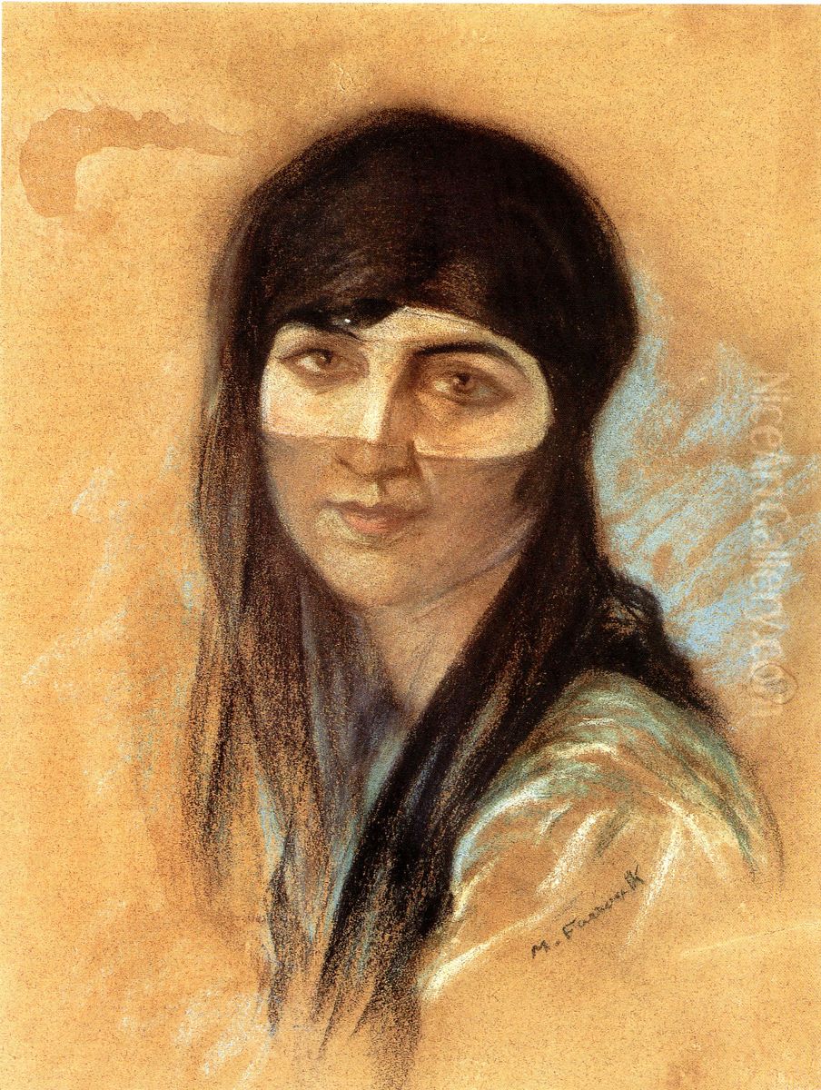 Iqbal 'alieh, La Belle Beyrouthine. Oil Painting by Moustafa Farroukh