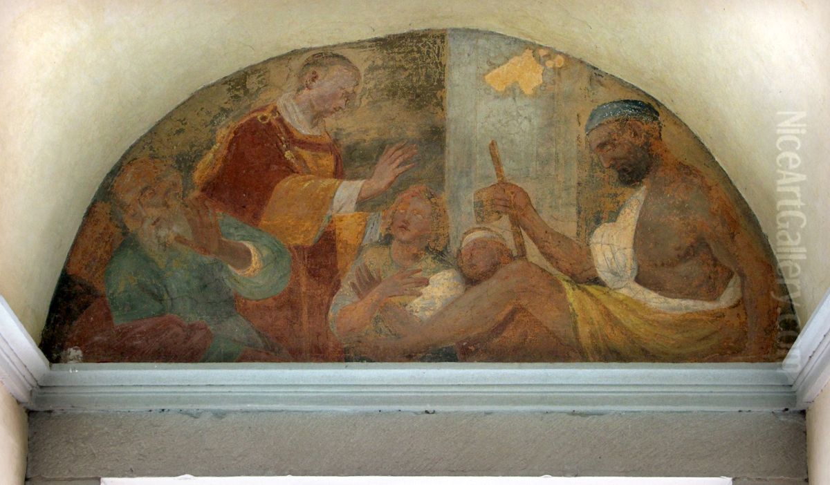 San Lorenzo dona la vista ai ciechi Oil Painting by Bronzino