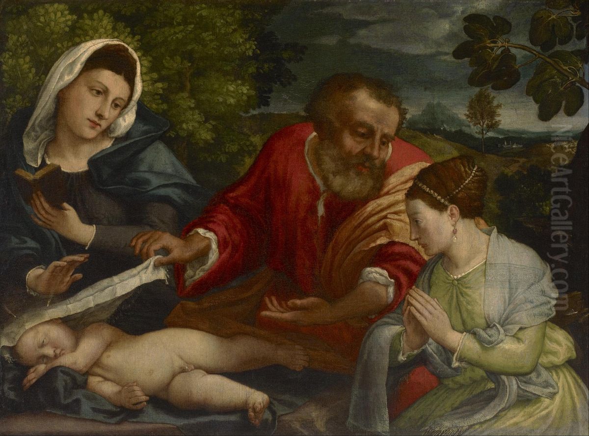 The Holy Family with a Donatrix as Saint Catherine of Alexandria Oil Painting by Lorenzo Lotto