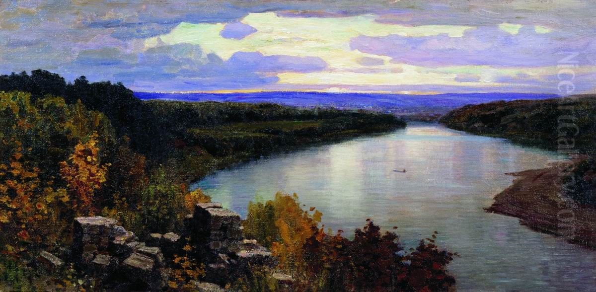 Oka. Vecer Oil Painting by Vasily Polenov