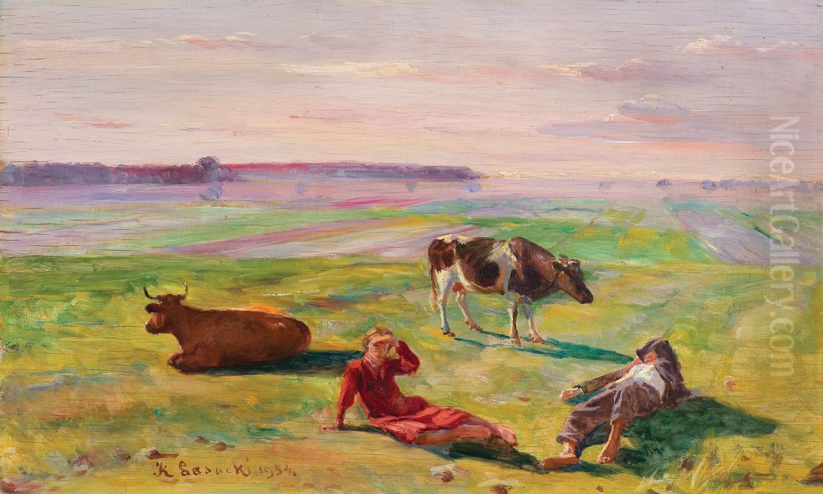 Pastuszkowie na pastwisku. Oil Painting by unknown