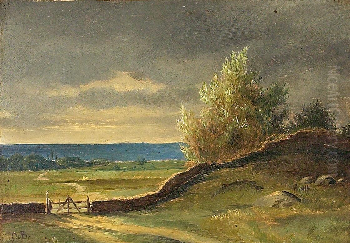 Landscape with a gate. Oil Painting by Otto Bache