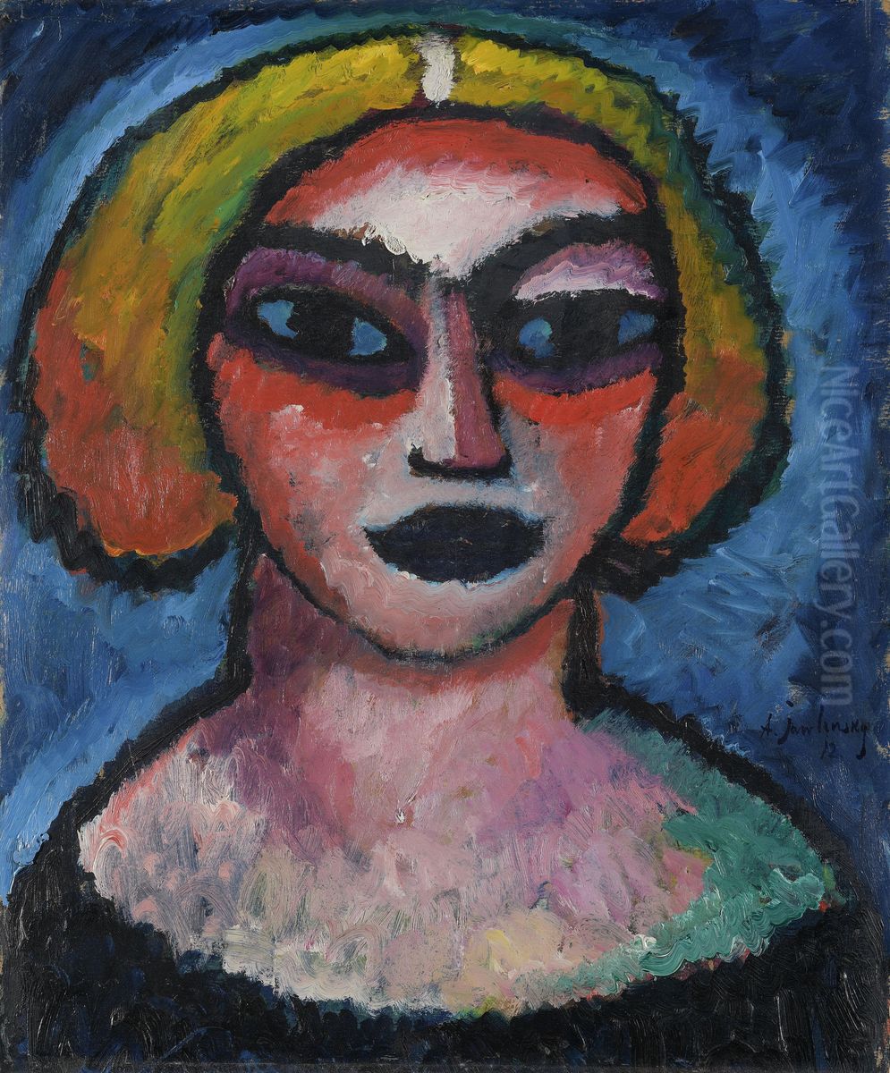 Bust of a Man (ca. 1910-1912) Oil Painting by Alexei Jawlensky