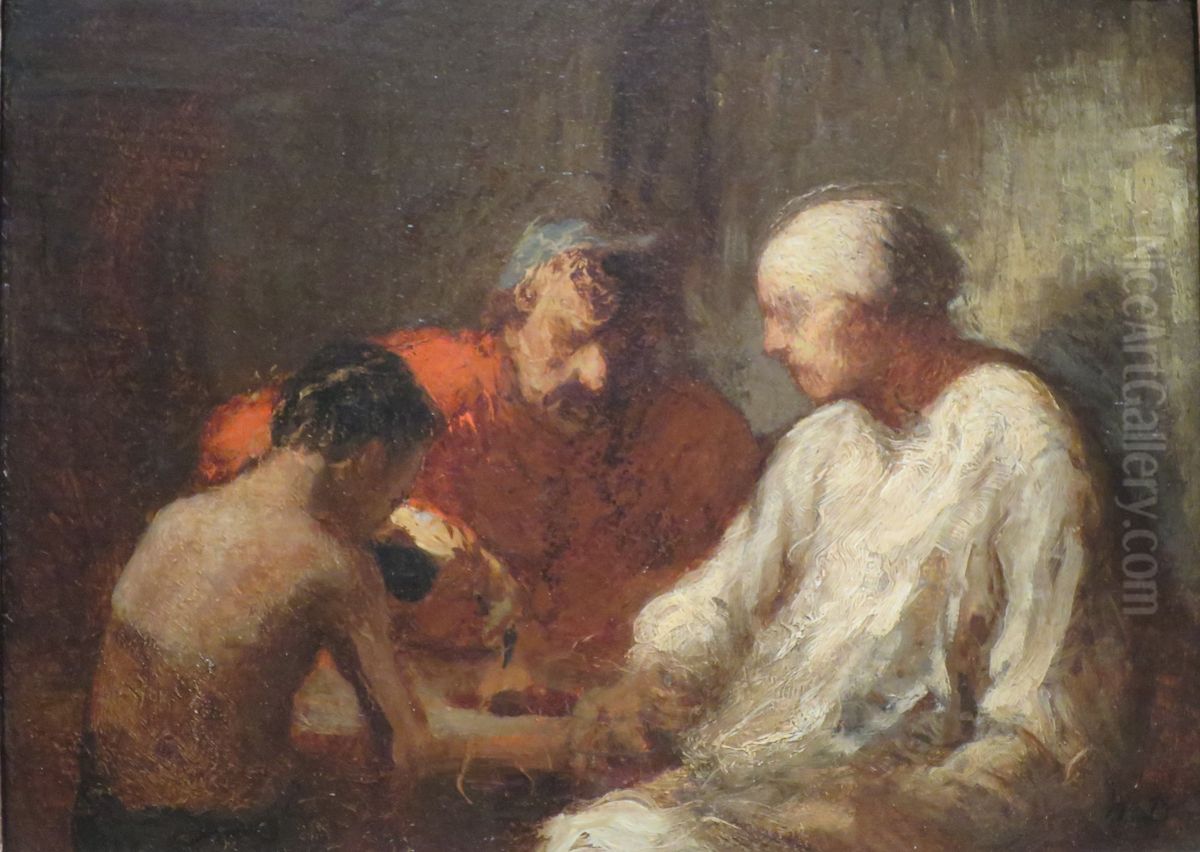 Saltimbanques Resting Oil Painting by Honore Daumier