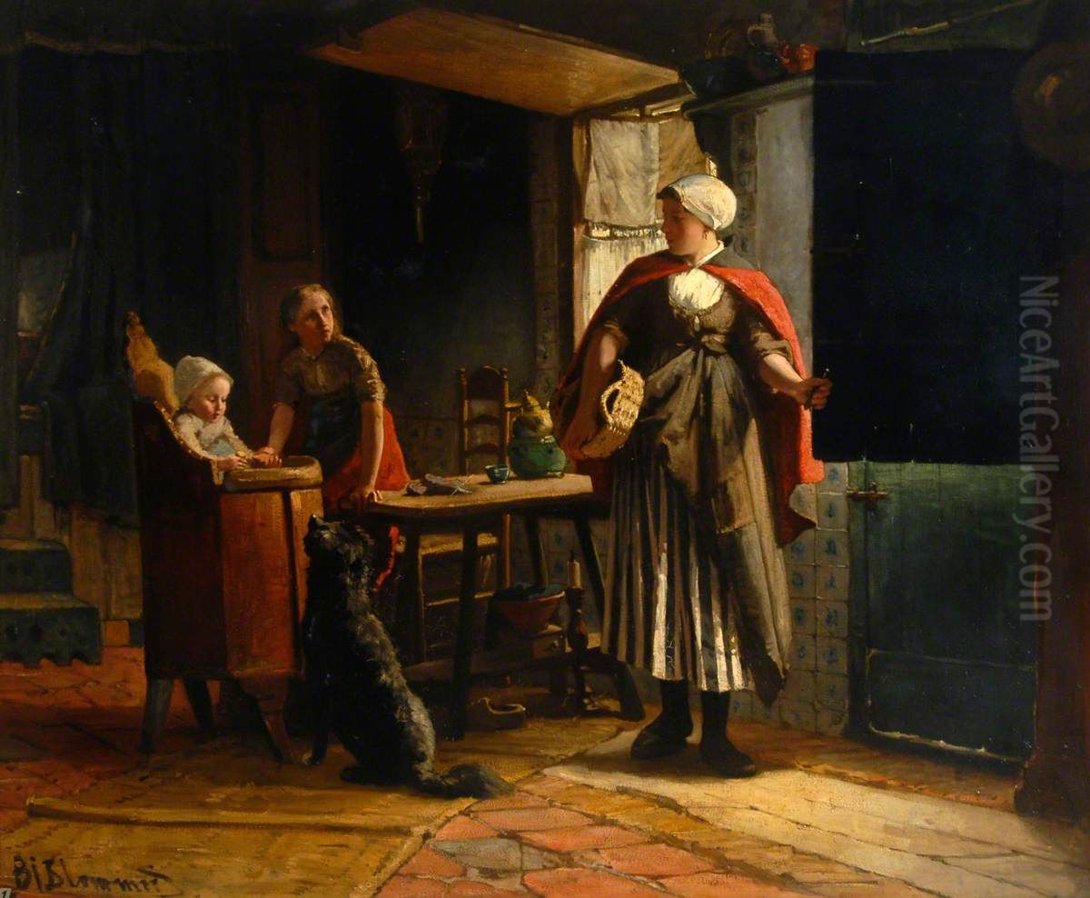 Dutch interior Oil Painting by Bernard Blommers