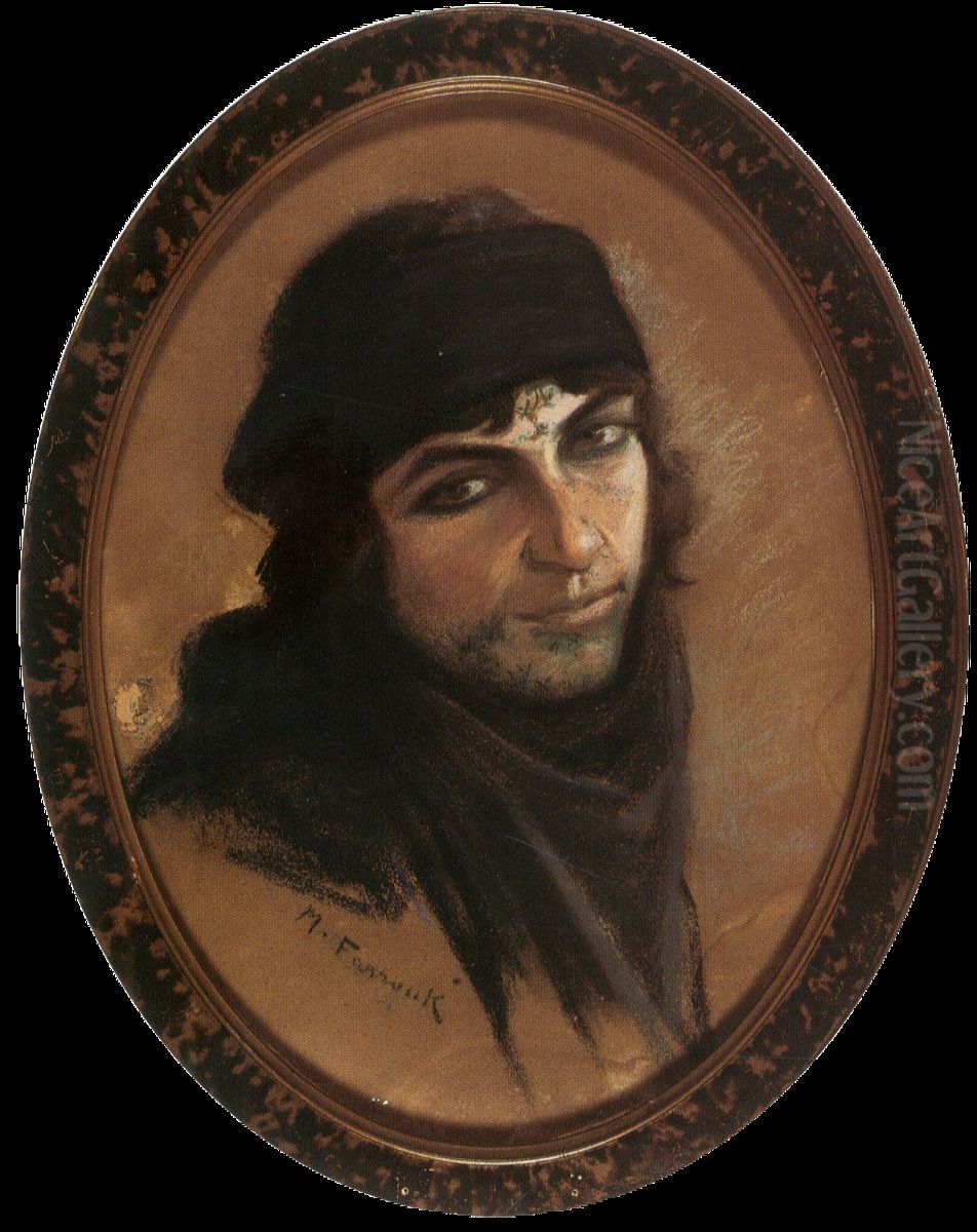 Portrait De Bedouine (La Vendeuse De Thym). Oil Painting by Moustafa Farroukh