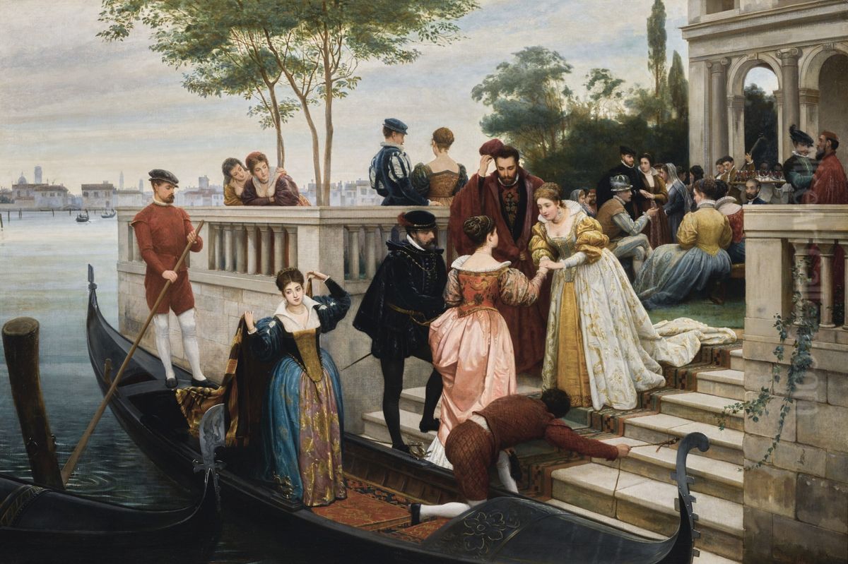 Arrival for the Ball Oil Painting by Eugene de Blaas