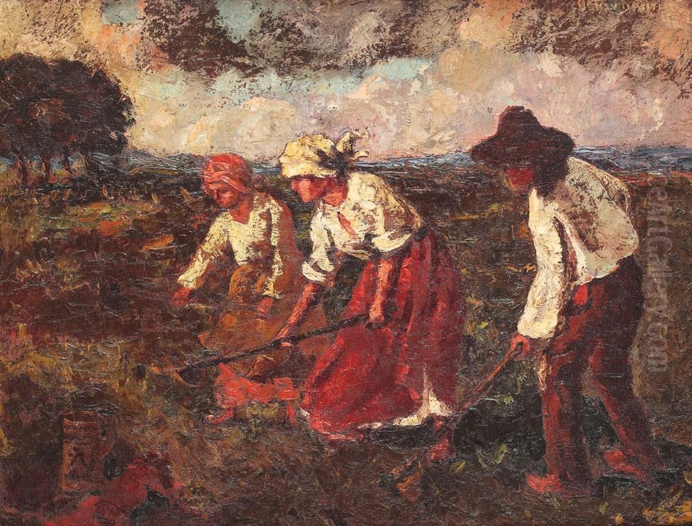 Agricultural Labour Oil Painting by Octav Bancila